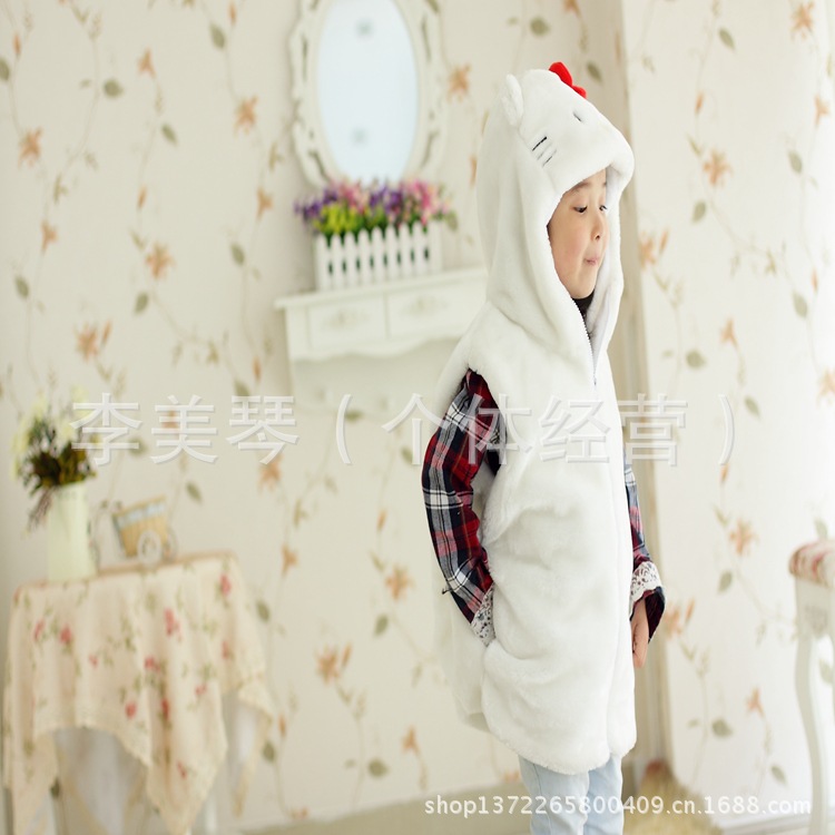 【韩版<em>k白马甲</em> 春秋毛绒背心 男女儿童服装可爱