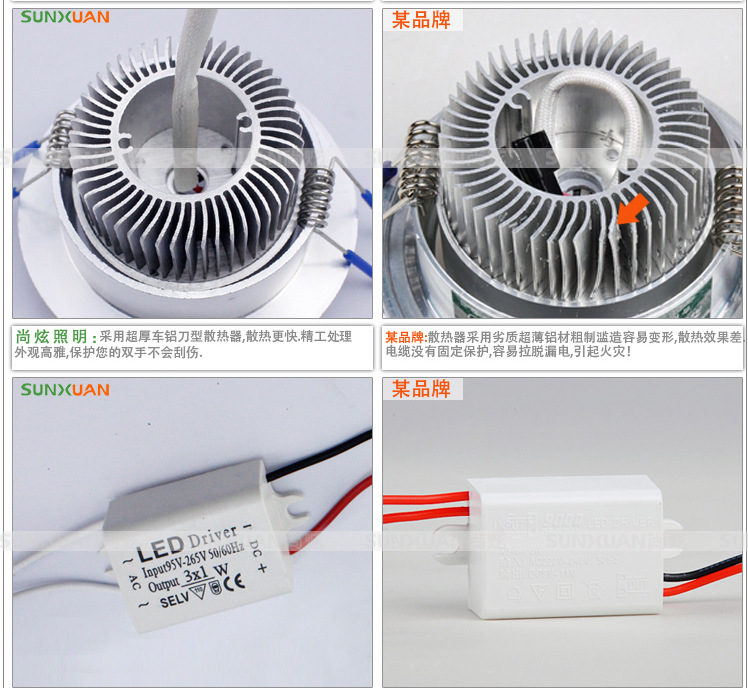 LED天花灯细节对比2