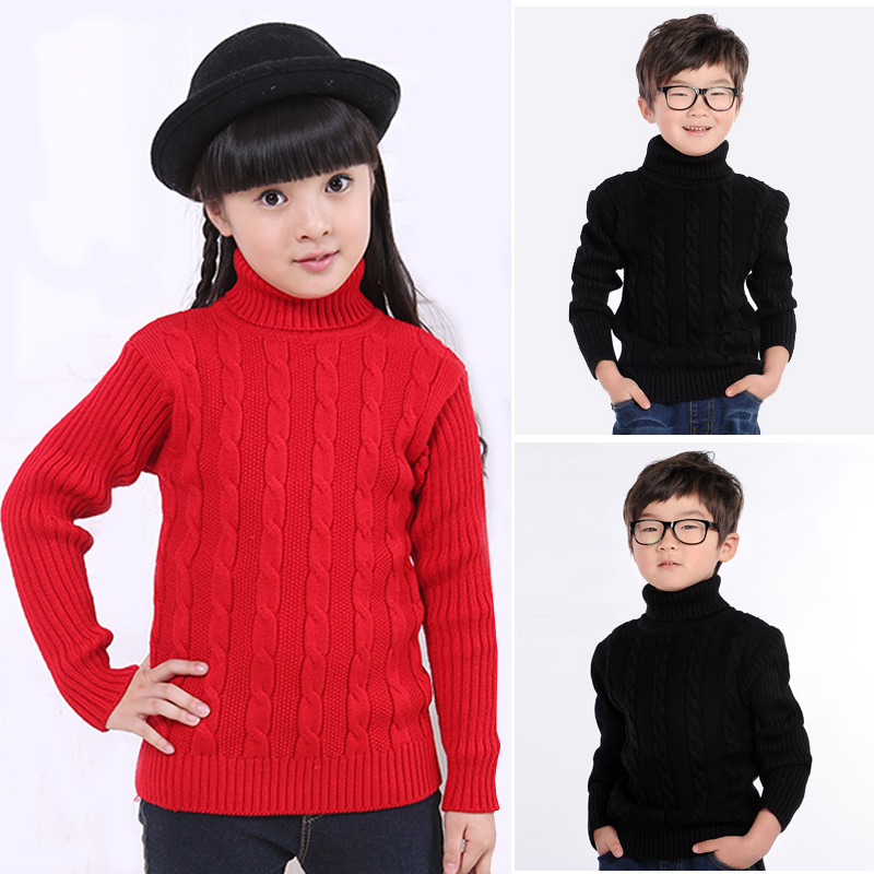 秋冬装<em>男童毛衣</em>高领毛衣儿童套头衫针织<em>打底衫</em>