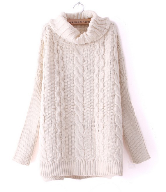 韩国新款秋冬宽松大码<em>厚毛衣</em>针织衫 高领套头