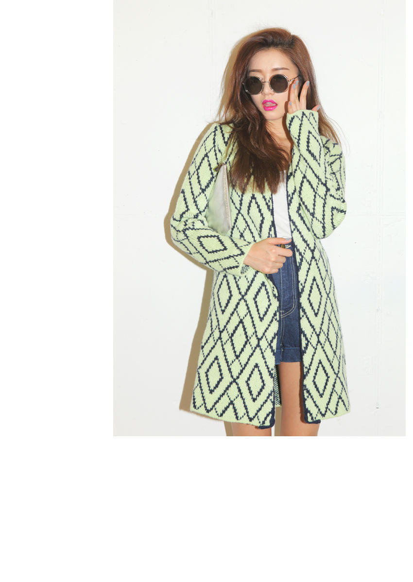 1610# 韩国Stylenanda欧美菱形<em>格子</em>长款<em>修身毛</em>