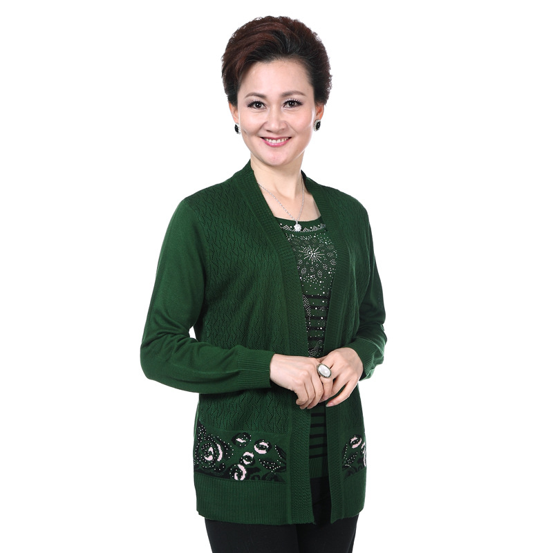 批发新款春装中老年假<em>两件套</em>毛衣<em>中年女士</em>服饰