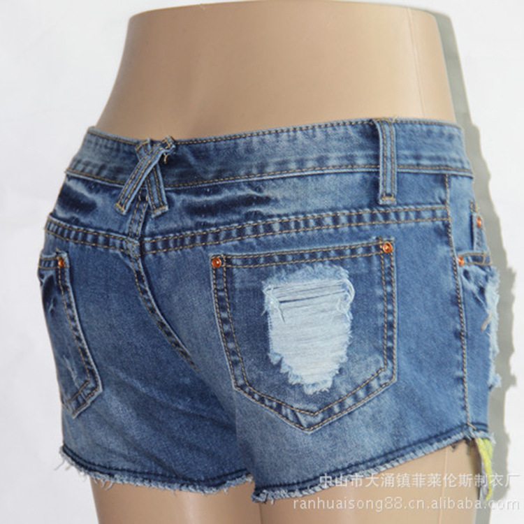 2013最新款 厂家直销 时尚露兜兜设计热裤牛仔