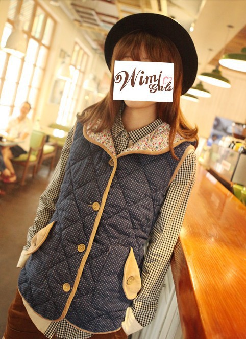 13秋冬季<em>女士</em>新款<em>可爱</em> 森系学院风 熊耳朵碎花