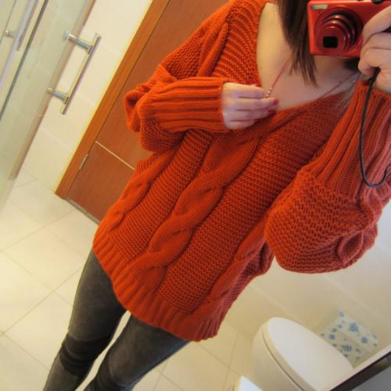 2013秋冬新款 韩版甜美宽松蝙蝠袖<em>毛衣 麻花</em>V