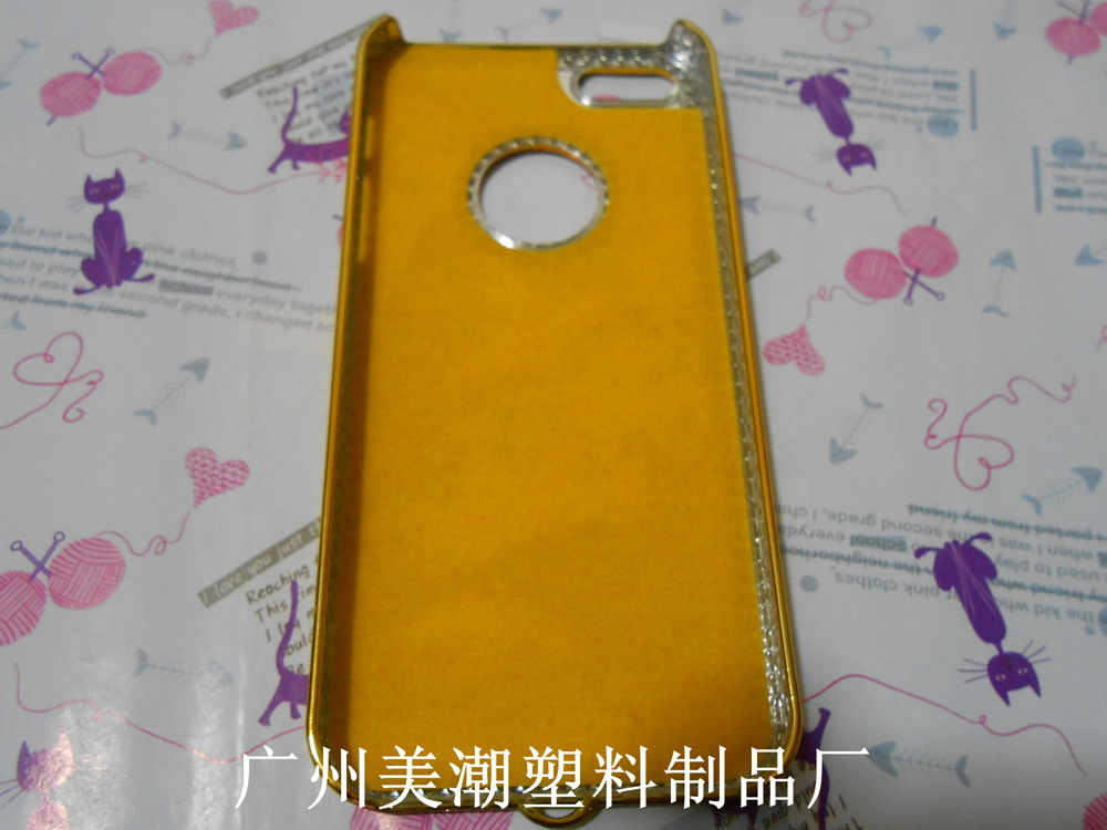 【苹果镶钻手机保护壳 高品质PC电镀外壳贴铝