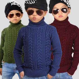 童装批发 2015新款加厚儿童毛衣男童女童中童大童 弹力衫童装冬款