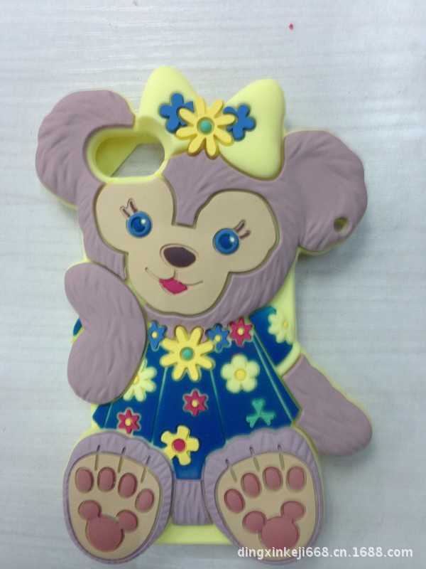 卡通情侶迪士尼小花泰迪熊 蘋果iphone4矽膠套iphon