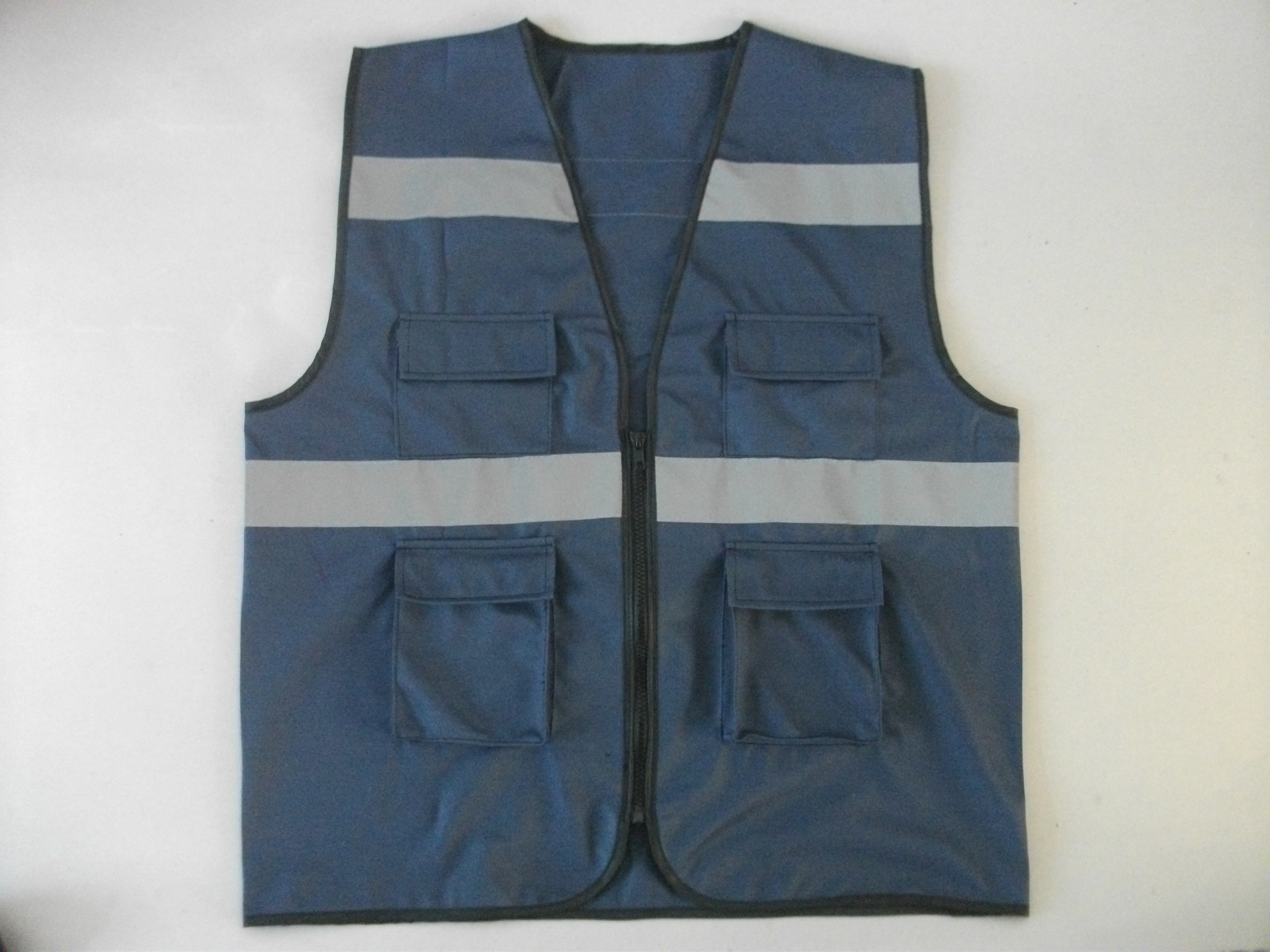 安全警示背心 蓝色<em>反光马甲</em>荧光<em>服</em> 多口袋拉链