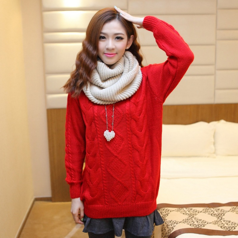 实拍 <em>女装毛衣</em>外套女加厚<em>韩版套头</em>复古麻花宽