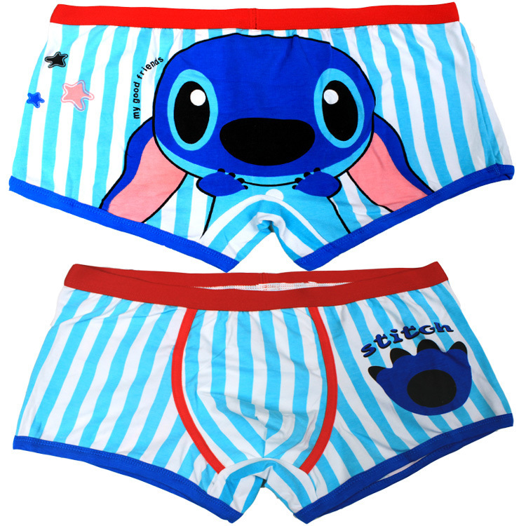 1099蓝竖条史迪仔外贸韩版<em>卡通全棉男士内裤</em>