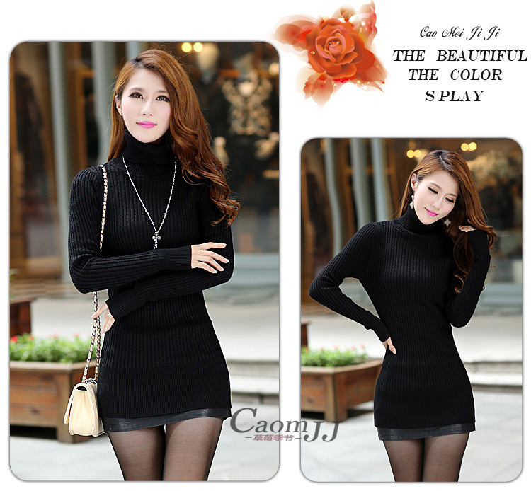 【秋冬最新 女士<em>高领</em>针织<em>打底</em>衫 百搭修身麻花