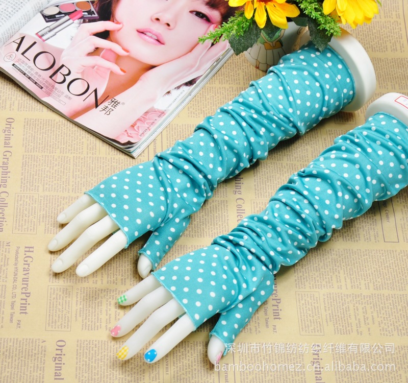 厂家批发防晒手套 韩版纯棉长款圆点防晒手套