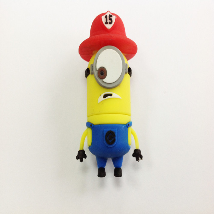 【供应批发小黄人消防员硅胶卡通 8g U盘 多款