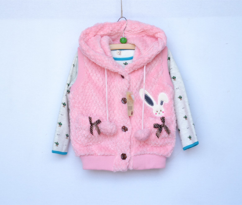 【2013<em>秋款</em>长绒<em>女童马甲</em>春秋女孩童装 漂亮粉