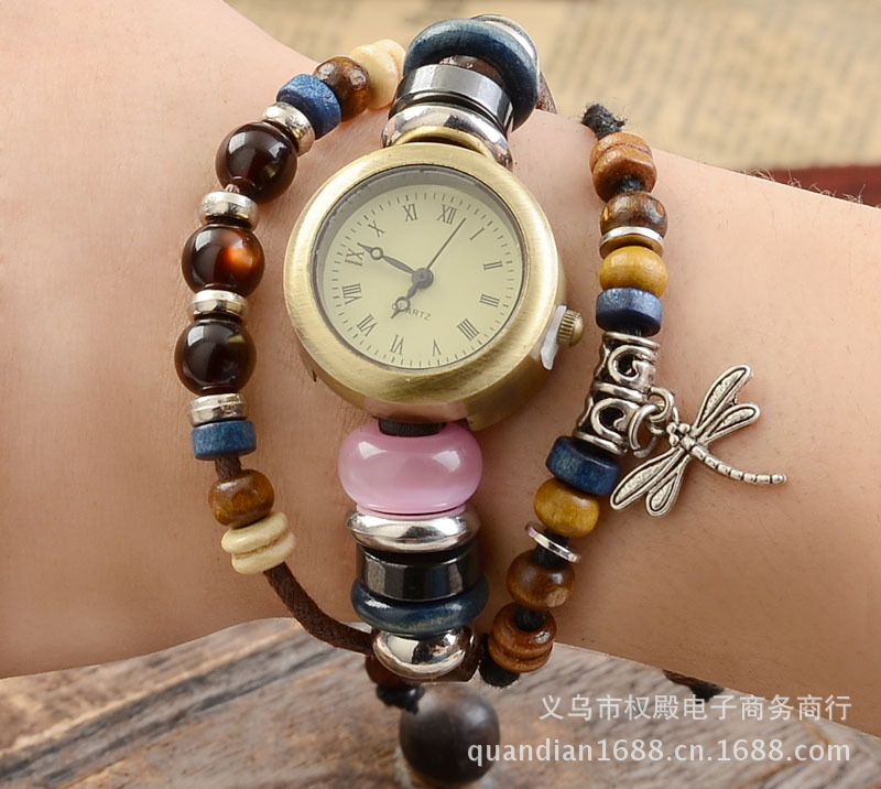 发采购表-厂家直销爆款真皮沙娜复古手链表 时