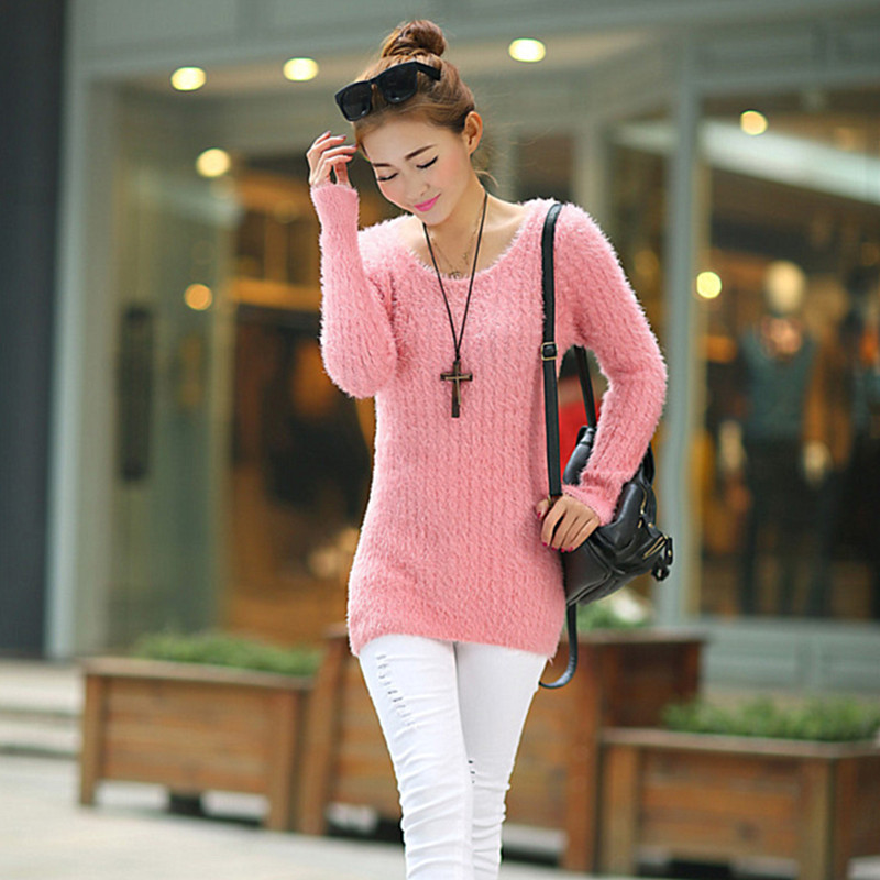批发秋冬装新款韩版<em>长毛衣</em>女 <em>套头</em>女毛衣<em>外套</em>