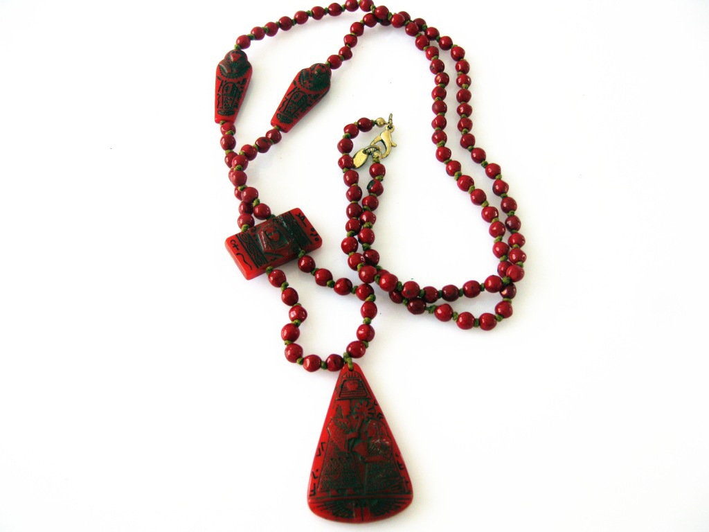 【FARA外贸原单复古风古埃及人头佛珠项链】