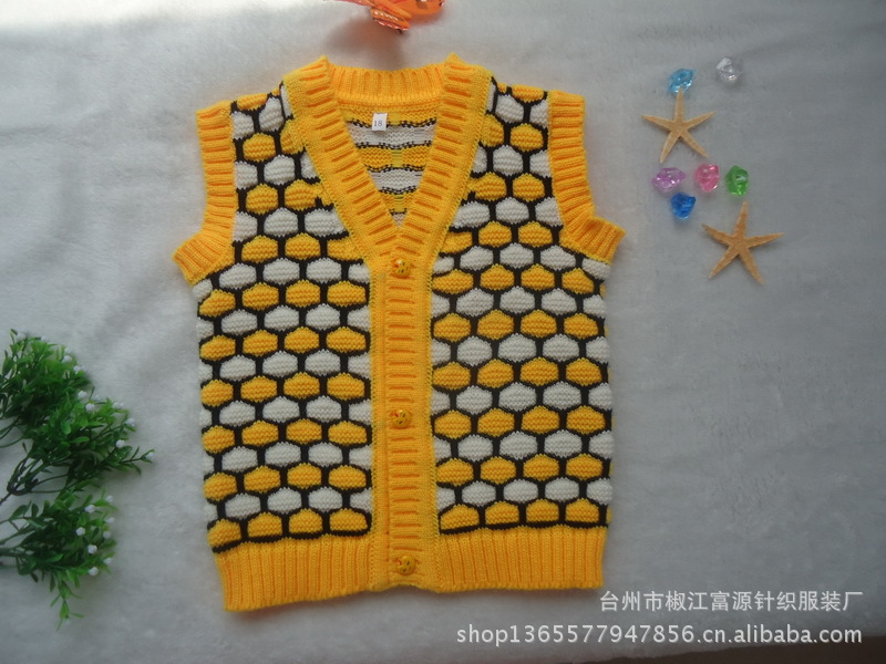 2013 春秋<em>V领开衫</em> <em>宝宝背心</em> 男女童<em>背心</em> 黄色 