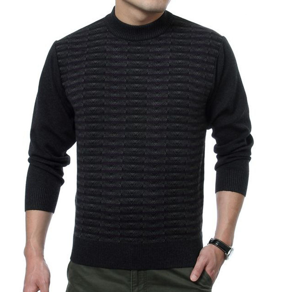 男士羊毛衫新款<em>毛衣</em>男<em>圆领</em>加厚羊羔毛纯色<em>中老</em>
