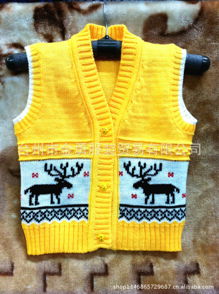 【直销批发 儿童<em>毛线</em>马甲背心 <em>开衫</em>马甲 梅花鹿