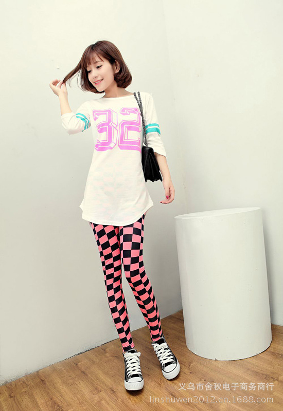 Y 804 黑白方块打底裤 (6)