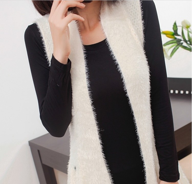 【2013新品新款韩版无袖<em>长毛</em>中长款<em>开衫马甲</em>