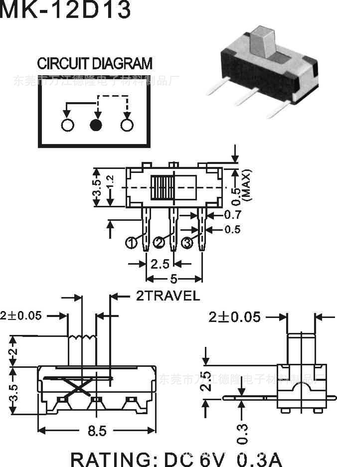 供应mk-12d13系列微型拨动开关 环保玩具滑动开关厂家