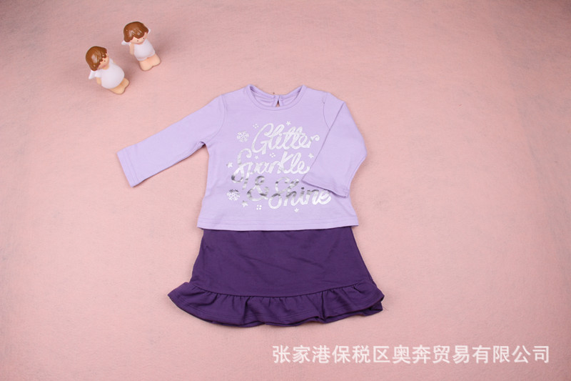 【特價】童套裝批發 印花女童T恤短裙套裝 全棉兒童裙套裝