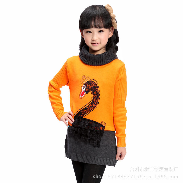 厂家直销 2013<em>女童</em>童装<em>高领</em>针织衫 新款纯棉长
