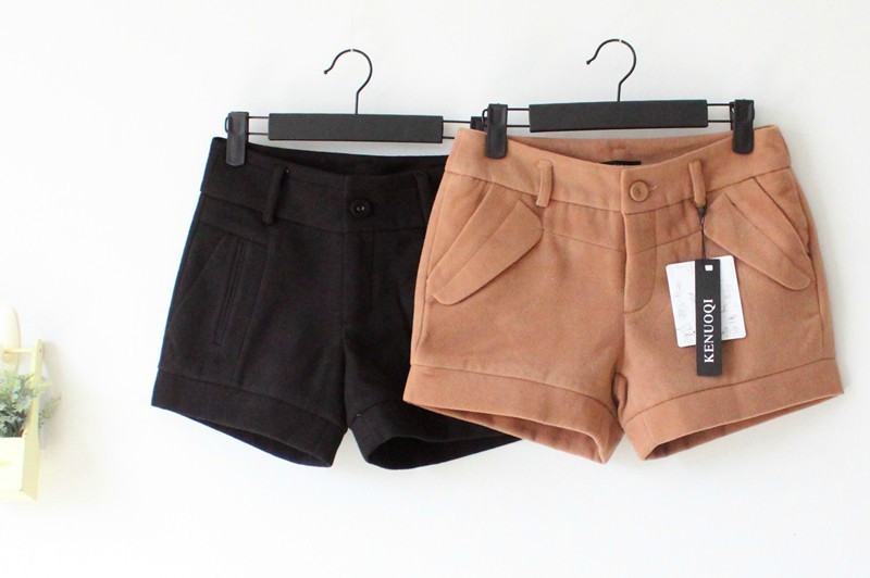 外贸<em>原单</em> KENUOQI<em>毛呢短裤</em> 女装韩版修身加厚