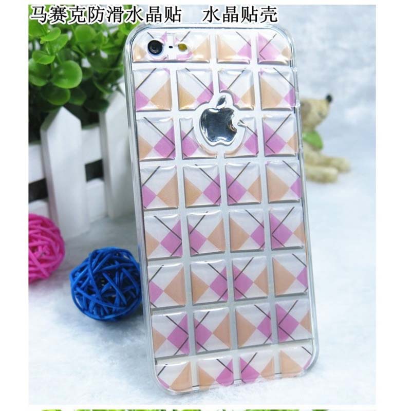 闪乐iphone5马赛克防滑水晶贴 手机贴纸 手机保护膜 3d水晶彩贴