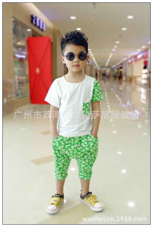 纯棉<em>儿童绵绸睡衣</em>短裤套装夏季儿童女童棉绸小