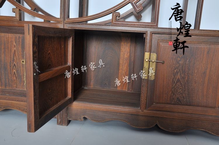 鸡翅木外方内圆博古架 (4)