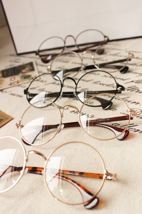 供应克罗心半金属眼镜框 复古圆形眼镜架 金丝镜装饰平光镜配眼镜