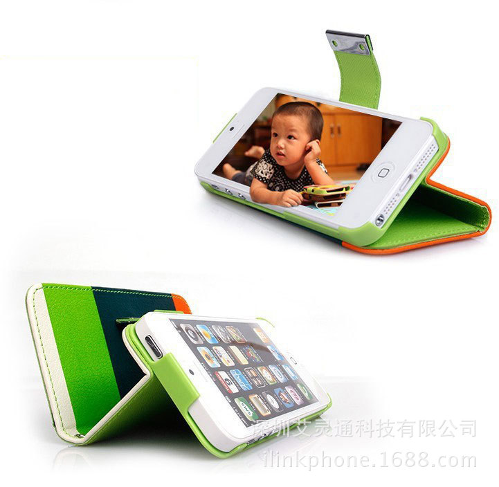 工廠批發iphone 5撞色手機皮套 卡萊登畫系列