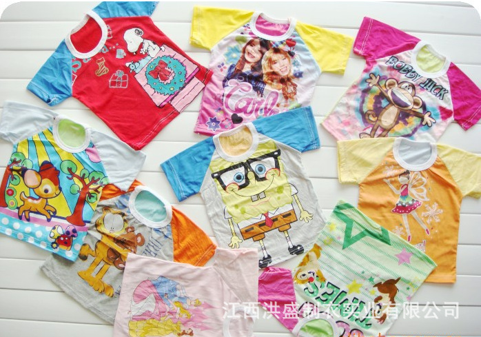 童装 卡通儿童短袖(百款颜色+图案) 儿童T恤全棉