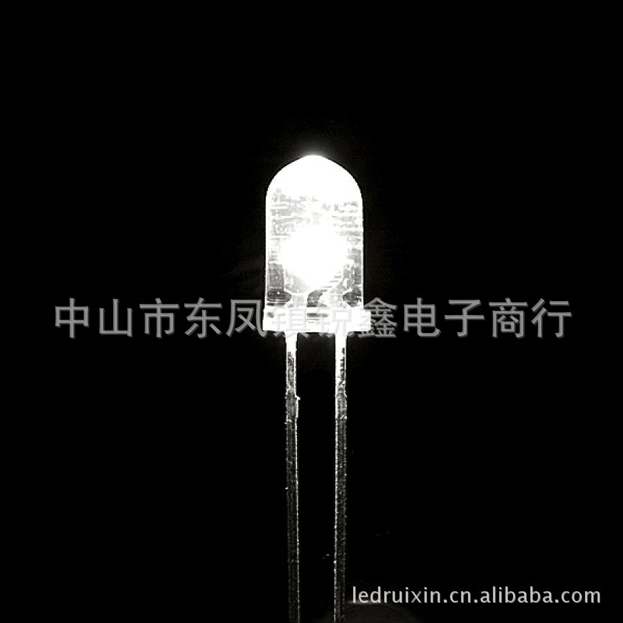 主打白光led廠傢供應F5mm圓頭有邊短腳白光LED燈珠5