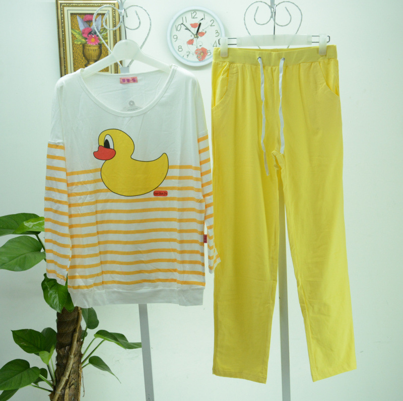 果果家 <em>睡衣</em>可爱<em>大小</em>黄鸭子卡通家居服长袖长
