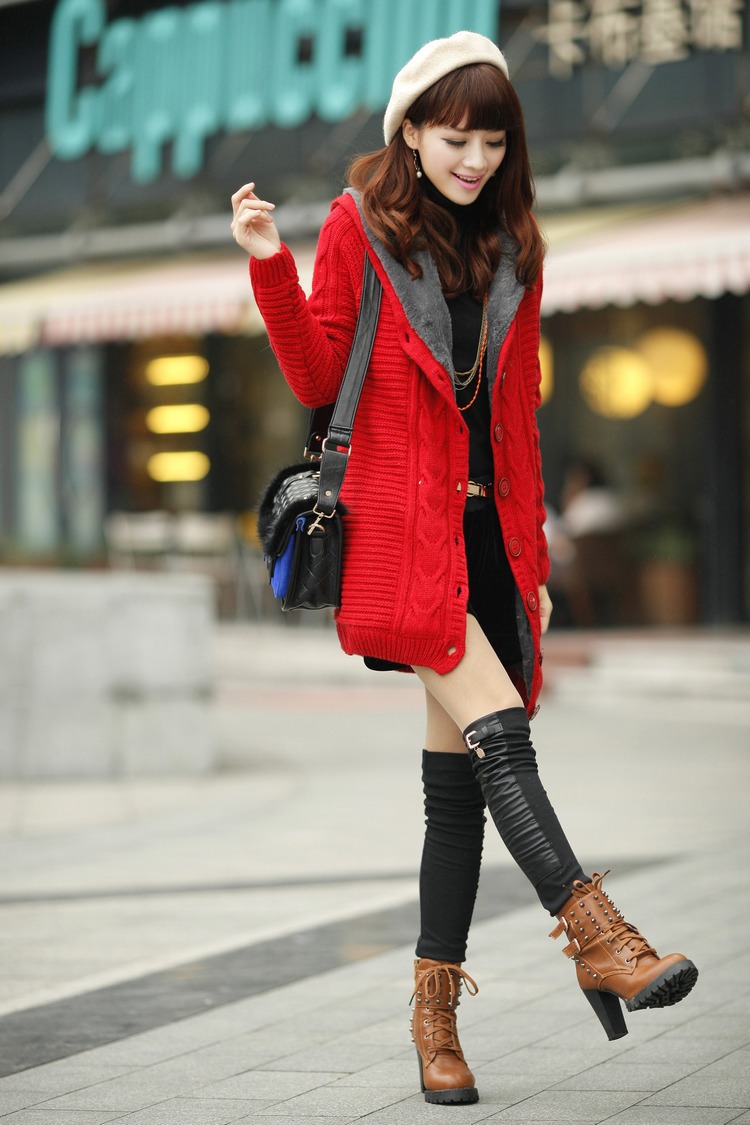 批发采购<em>女式</em>毛衣-2013新款<em>加绒加厚针织开衫</em>