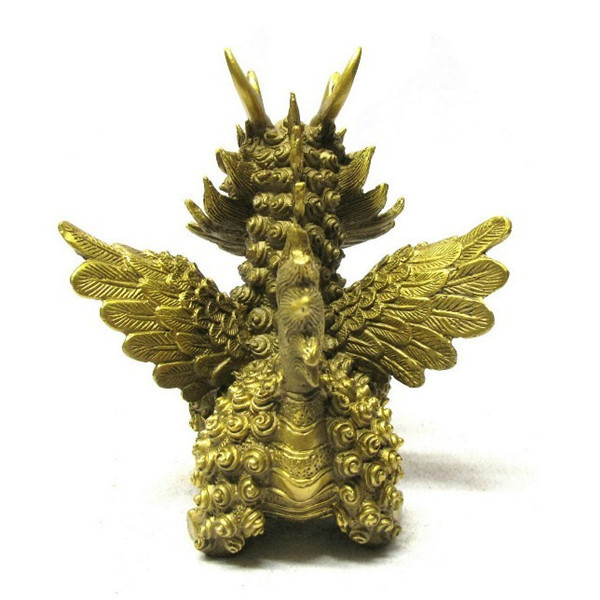 【鑫厵工艺 黄铜麒麟 纯铜飞天麒麟摆件 镇宅化