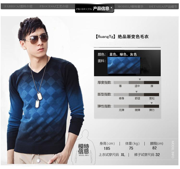 专柜正品皇英格 2014新品渐变<em>颜色图案毛衣</em> 时