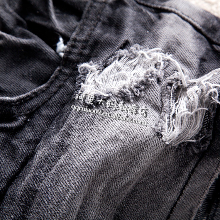 【黑色破洞牛仔<em>短裤</em>超<em>短裤</em> <em>低腰加大</em>码热裤乞