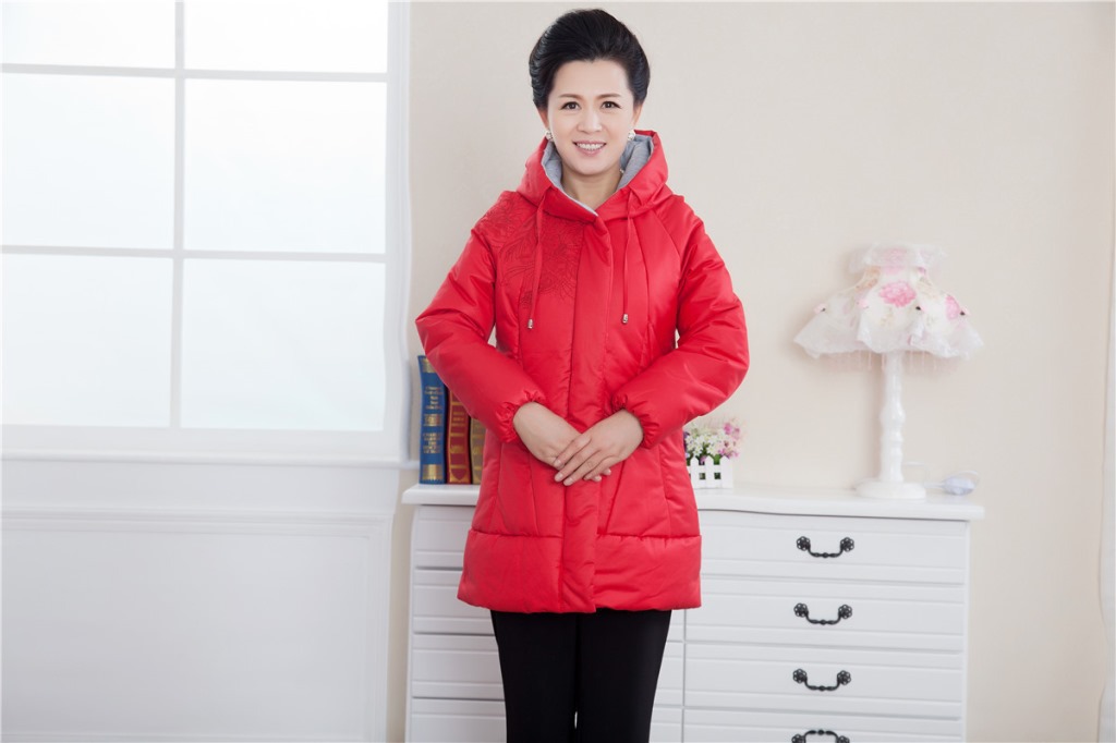 中老年女装棉衣中长款妈妈装棉服加厚保暖冬装