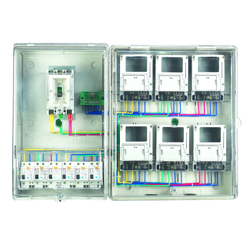 供应单相六位拼装电表箱 六表位带空开表箱 透明组合式表位箱