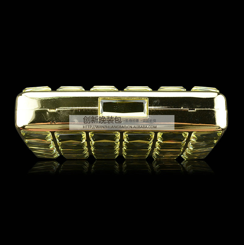 黄色玻璃钻手抓包女士宴会包