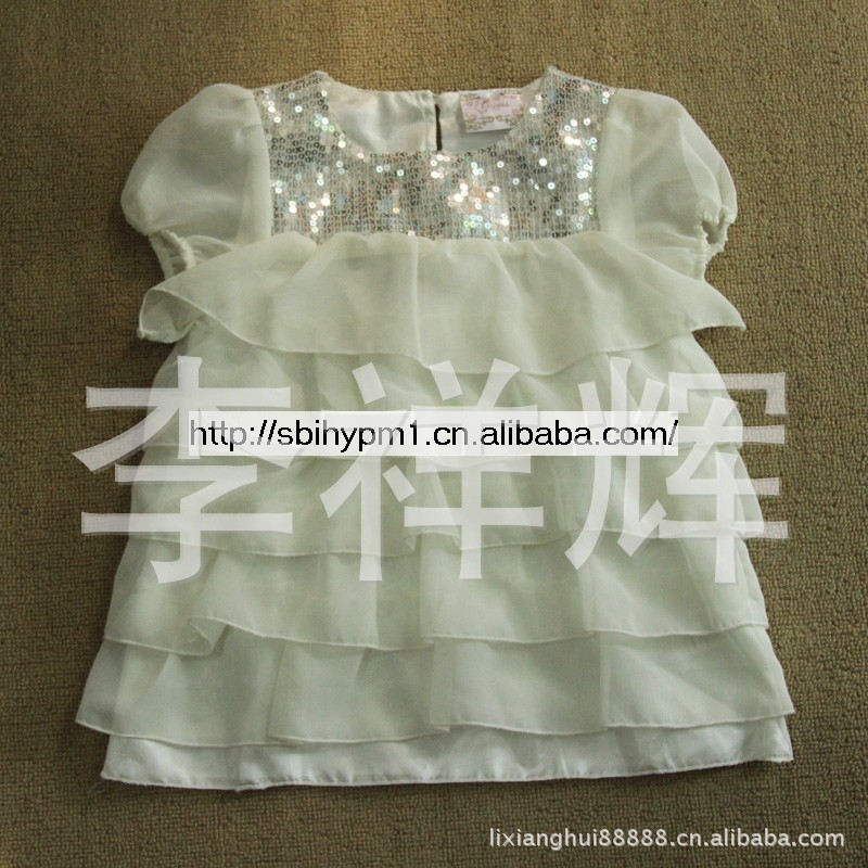 外贸原单亮片多层纱<em>上衣</em> 外贸<em>童装</em> 层纱<em>上衣裙</em>