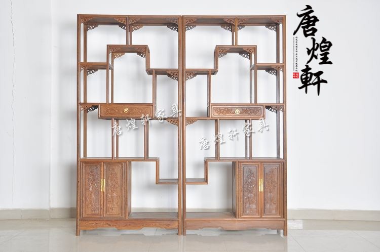 鸡翅木中抽博古架 (5)