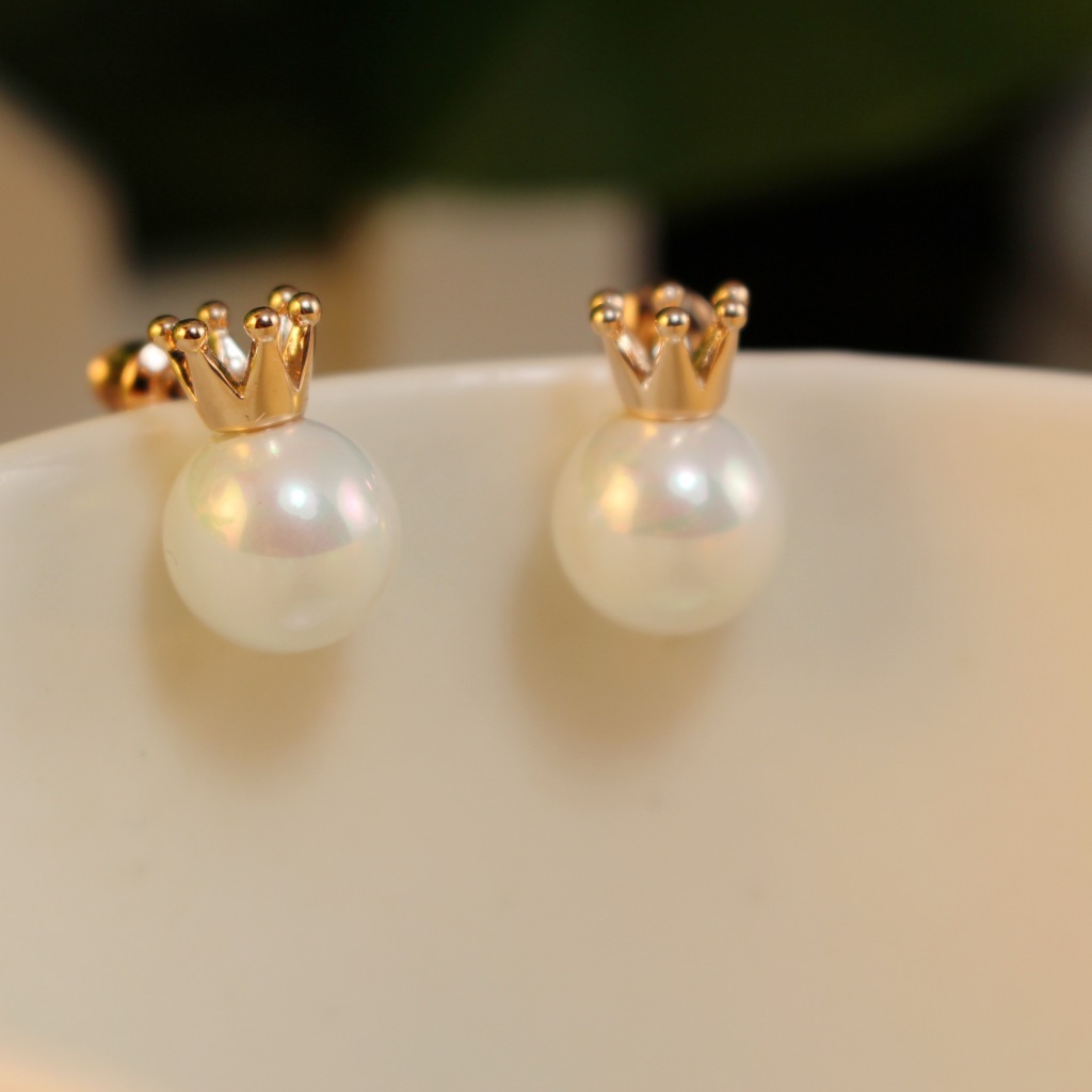 批发饰品 欧比雅比<em>耳钉</em> 皇冠珍珠秀气<em>淑女</em>精致