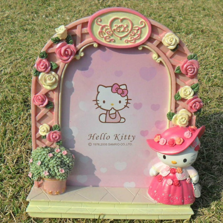 KITTY纯手工彩绘树脂欧式玫瑰<em>花边</em>相框 <em>卡通</em>公